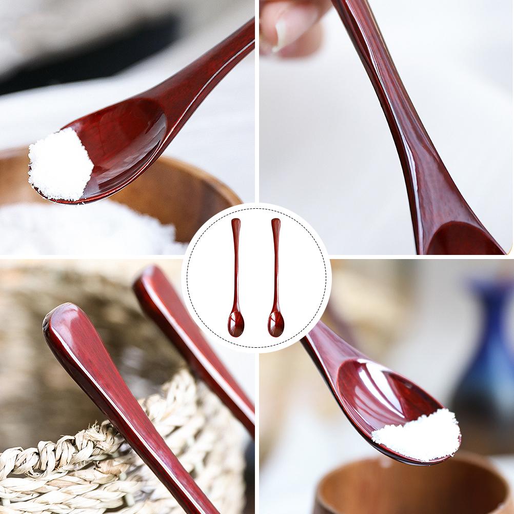 2 Pcs Mixing Spoon Tea Scoop Wood Soup Spoons Bowls with Coffee Honey Stirrer Stirring Ice Cream Wooden Scoops