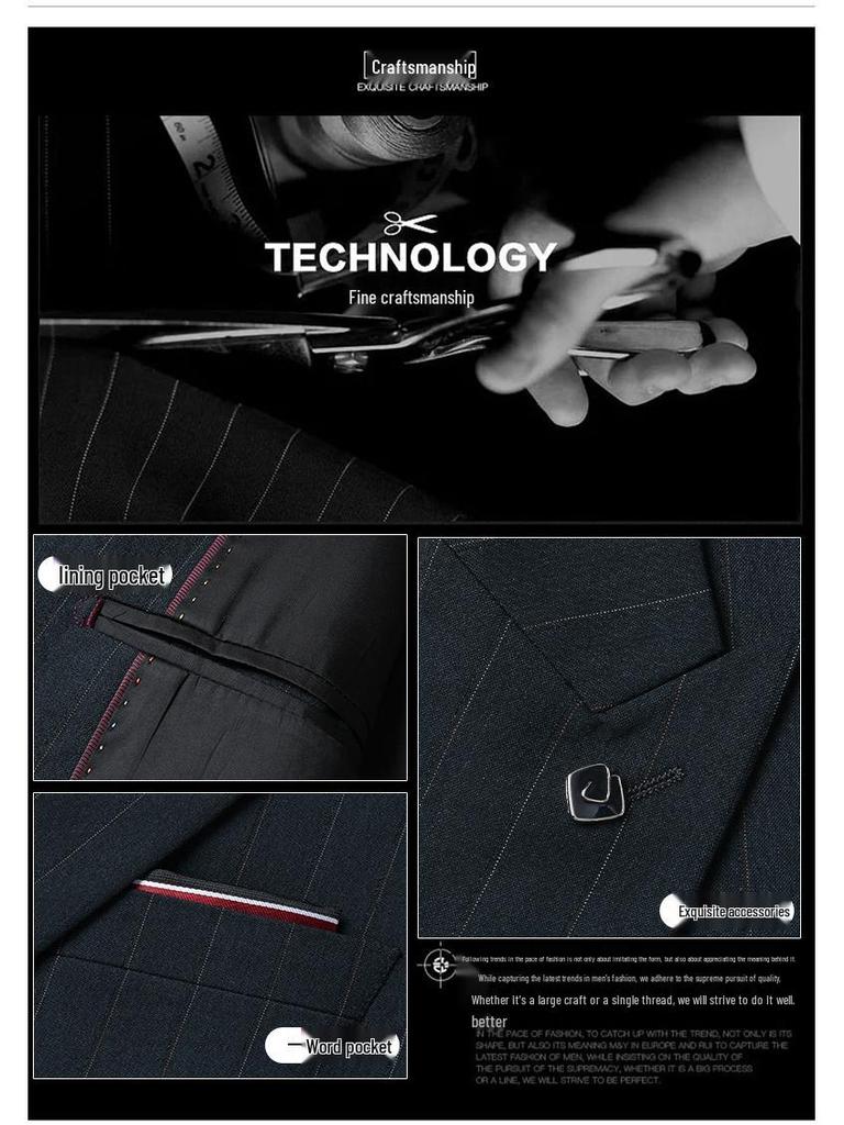 Men's Plus Size Double-Breasted Tuxedo Set with Peak Lapel - Wedding Three-Piece Suit