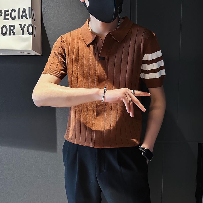 

Men s Trendy Punk Ice Silk Knitted Polo Shirt - Summer 2026 Collection M