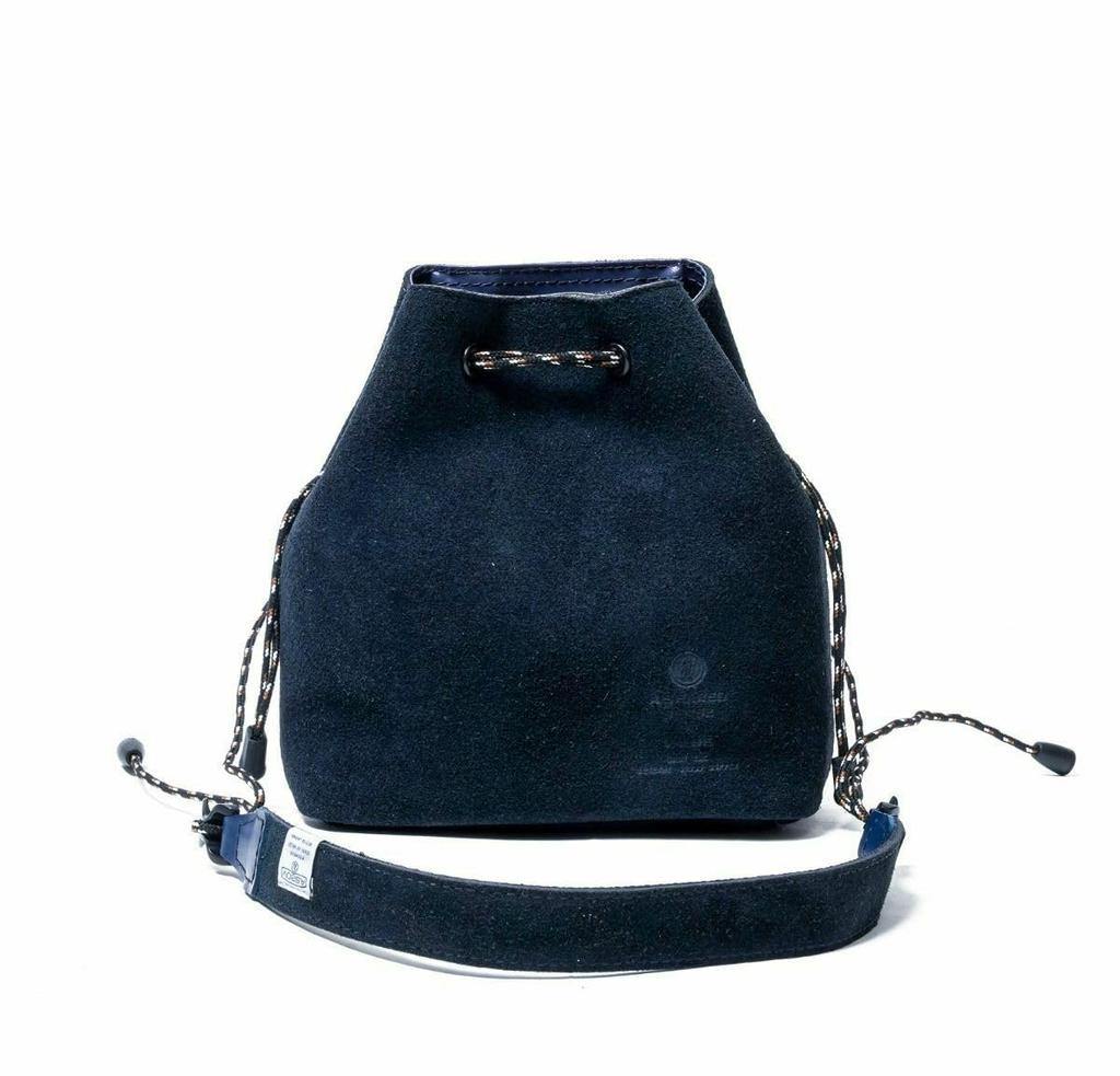 [Assob] Water Proof Suede Mini Draw String Shoulder Drawstring Bag, Navy