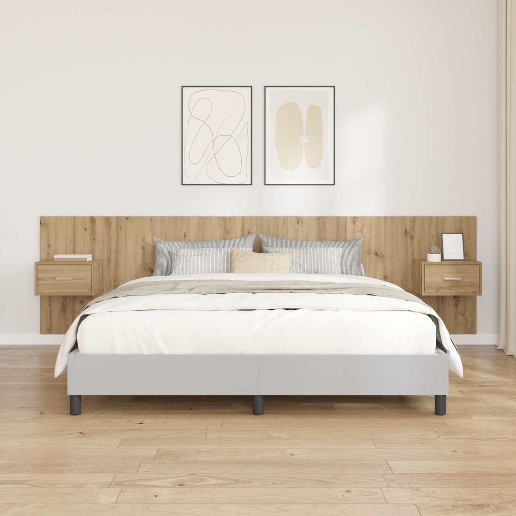Headboard with Cabinets 3 Pcs Artisan Oak Wood Based Material