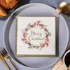 Cocktail Napkins Christmas 20X Berry Wreath Dessert Napkins 2-ply Hand Towels For Christmas Winter Dinner Holiday Parties