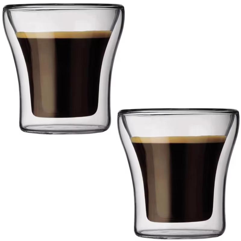 

100 мл/200 мл/250 мл Двухслойные стаканы Высокое боросиликатное стекло Термостойкие кофейные чашки Прозрачная винная кружка Посуда для напитков as show