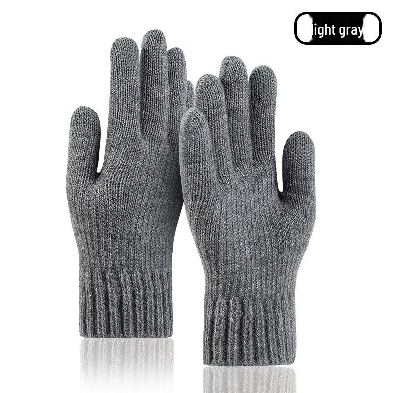 Men's Touchscreen Wool Gloves - Double-Layered, Velvet-Lined, and Warm for Autumn/Winter