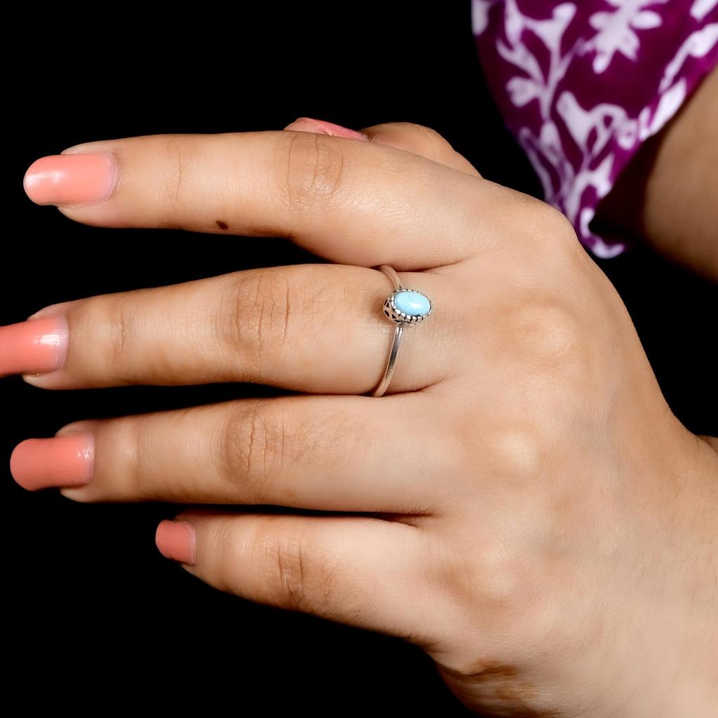 Arizona Turquoise Adjustable Ring 925 Sterling Silver, Oval Turquoise Ring, Minimalist Open Ring, Dainty Turquoise Jewelry Gift for Women.