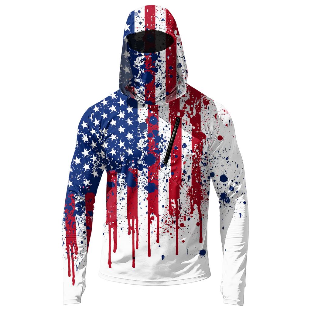 Camiseta Casual con Capucha de Manga Larga para Hombre con Protección Solar