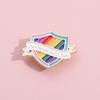 Contemporary Rainbow Letter Brooch Trendy Shield Shape Metal Badge Colorful Pin Fashionable