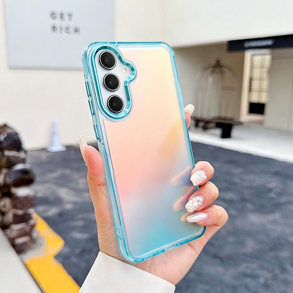 KEYSION Fashion Laser Gradient Colorful Phone Case for Samsung A54 5G A34 A24 A14 TPU+PC Shockproof Back Cover for Galaxy A04S