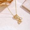 2026 High-End Titanium Steel Zirconia Necklace with Micro-Paved Copper Pendant for Women