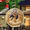 12 Pcs Nativity Scene Ornament Round Wooden Birth of Jesus Christian Keepsake Religious Hanging Pendant for Christmas Home Car Decor