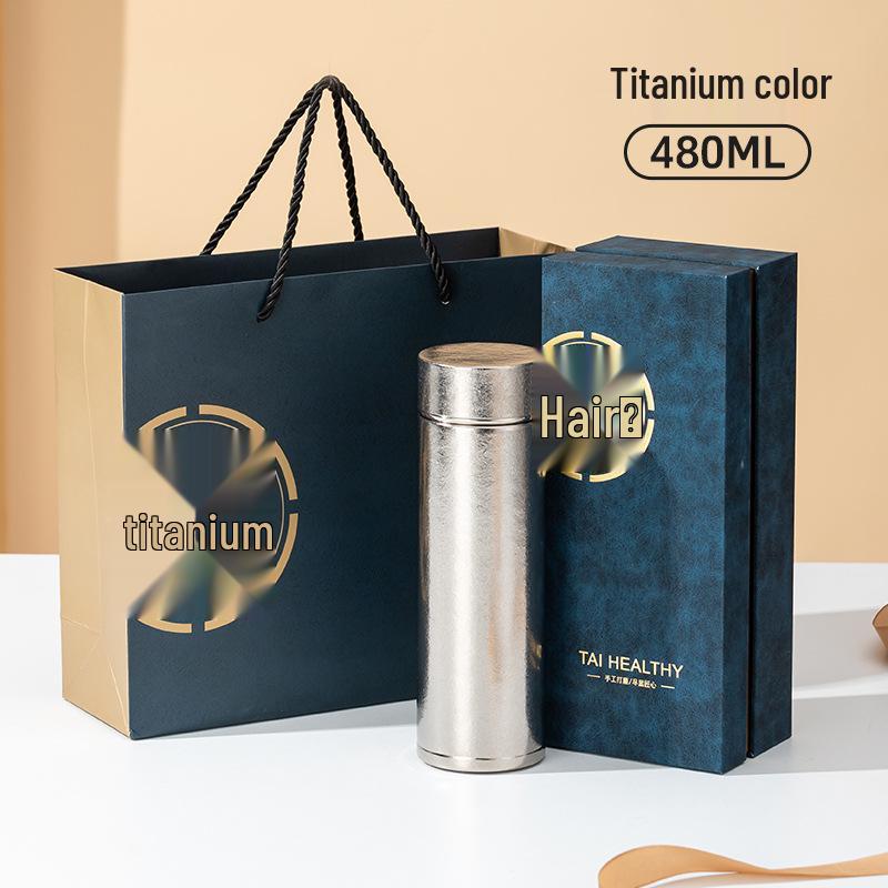 Premium Double-Layer Titanium Tea Cup with Separation Steeping and Insulation 480ML