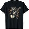 Rock Cat Playing Guitar Funny Rockstar Graphic T-Shirt