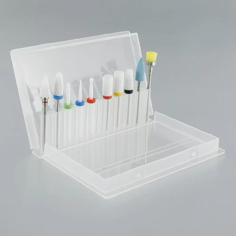 Набор из 10 штук алмазных фрез карбидных насадок для маникюрного аппарата радужный SSВольфрам