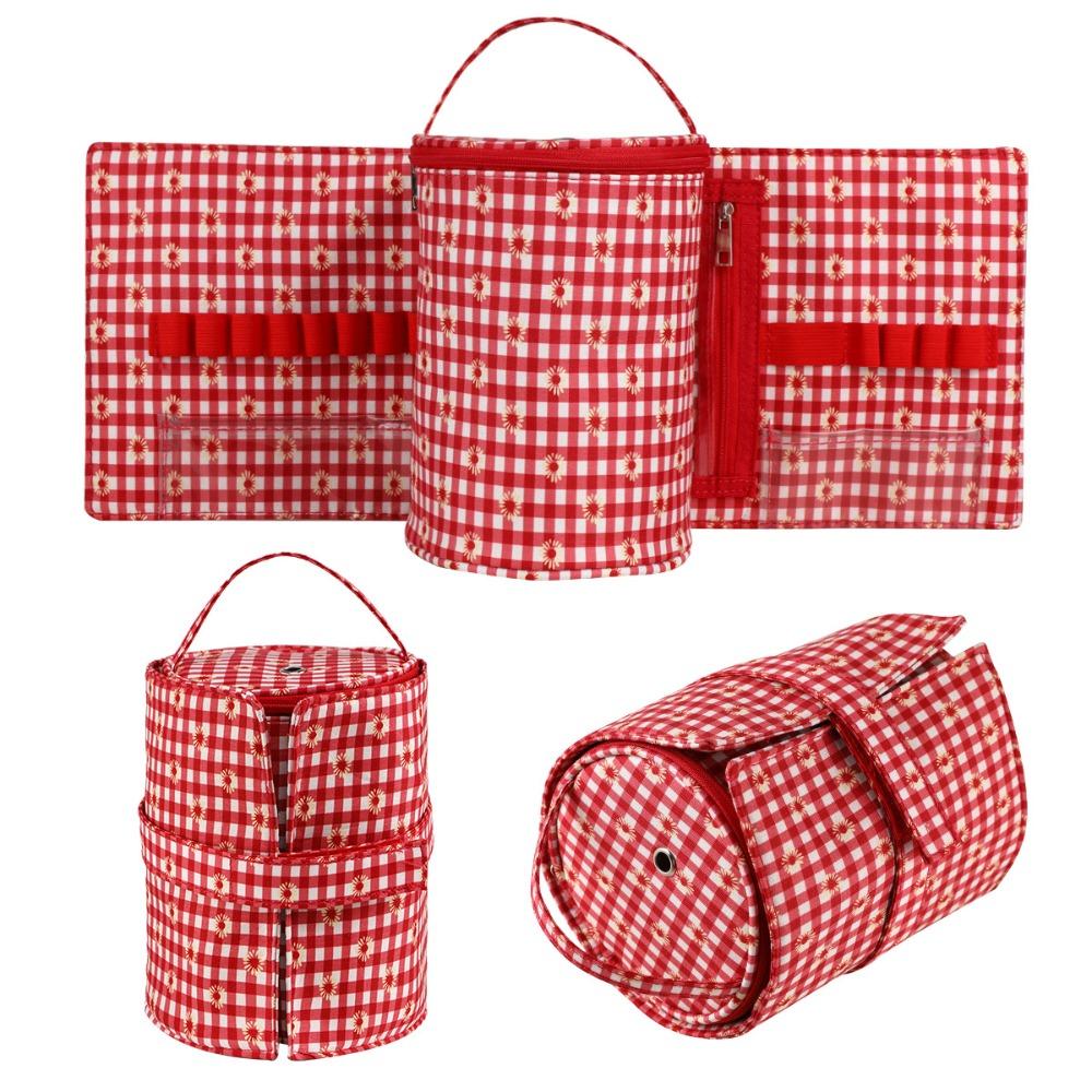

Large Capacity Yarn Storage Bag Foldable Cerchet Hooks Bags For Sewing Tools Accessories Gift червоний