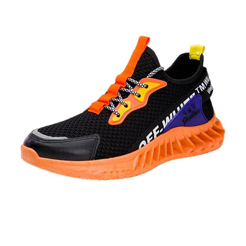 Spring Men's Shoes Lightweight High-elastic Flying Woven Blade Shoes Trendy Color Matching Student Sports Casual Shoes Men