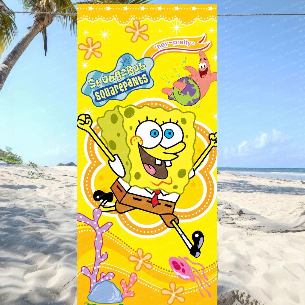 Spongebob Squarepants Cartoon Microfiber Printed Beach Towel Mountaineering Yoga Beach Swimming Running Absorbent Towel