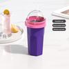 Silicone Slushie Cup with Lids Straws Portable Freezing Smoothie Cup BPA-free Cold Drink Cup for Juices Ice Cream Kids