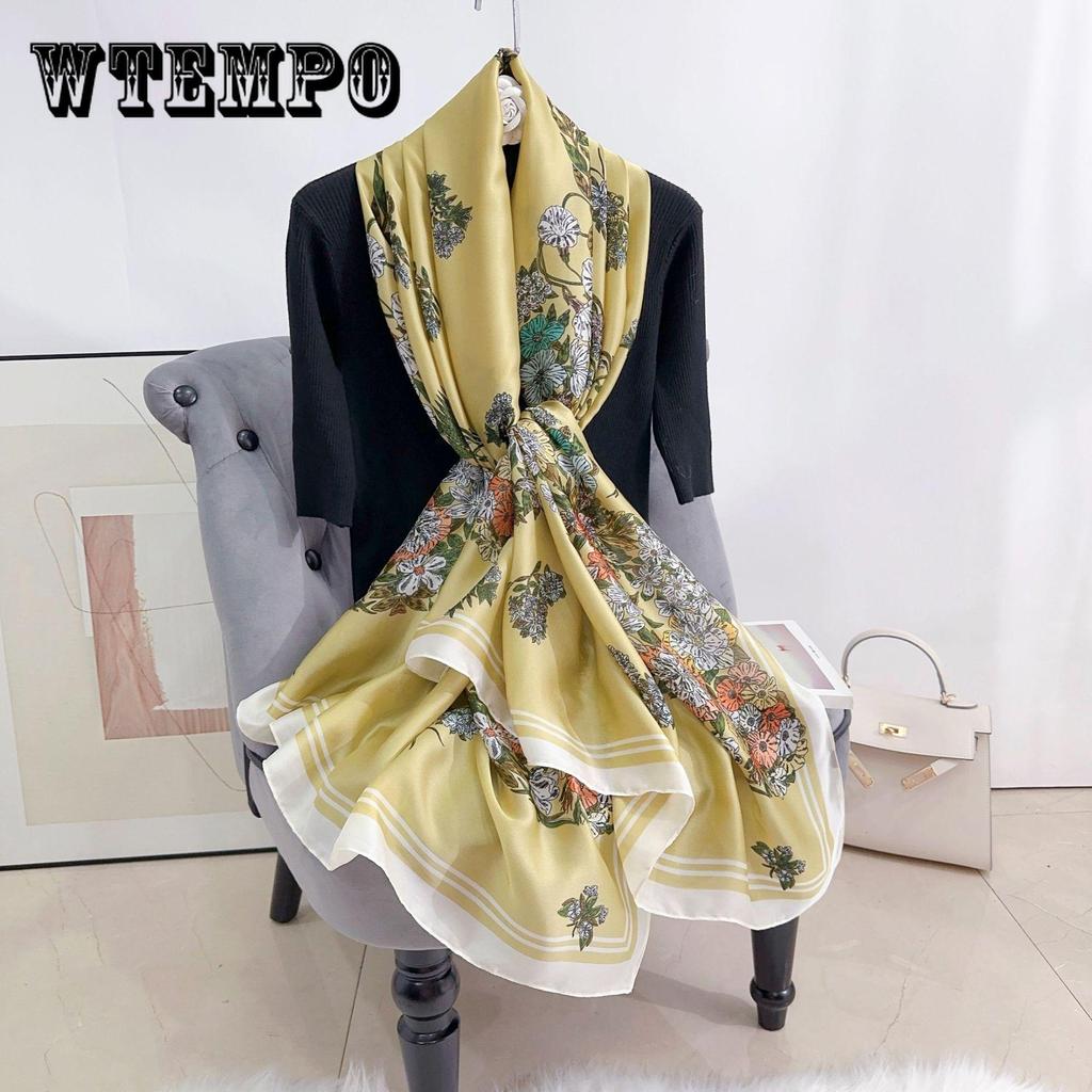 Elegant Floral Print Scarf for Women - Silky Polyester, Perfect for Beach, Sun Protection & Windproof - Fashionable Accessory