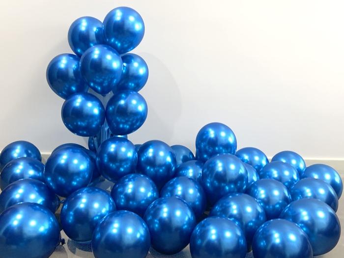 100Szt Balony Metaliczne  Lateksowe Niebieskie Duże  30Cm Chrom Urodziny