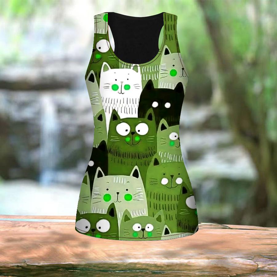 3D Cute Kitten Print Women Workout Yoga Gym Printed Summer Sport Shirts Plus Size Vests