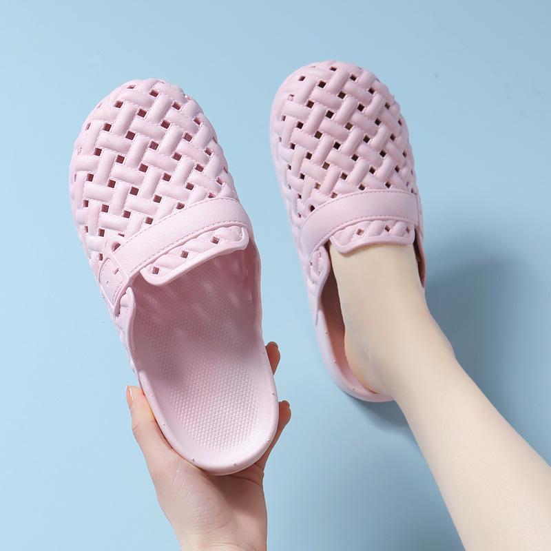 Summer Women's Shoes Hole Shoes Bag Head Slippers Non-slip Hollow Beach Shoes Bathroom Fashion Home Wear Waterproof Super Soft