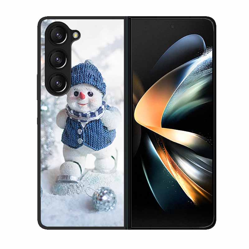 Christmas Case For Samsung Galaxy Z Fold 6 5 4 3 Cover Fold5 Fold4 Lovely Black Hard Plastic PC Cover For Galaxy Z Fold5 5G Case