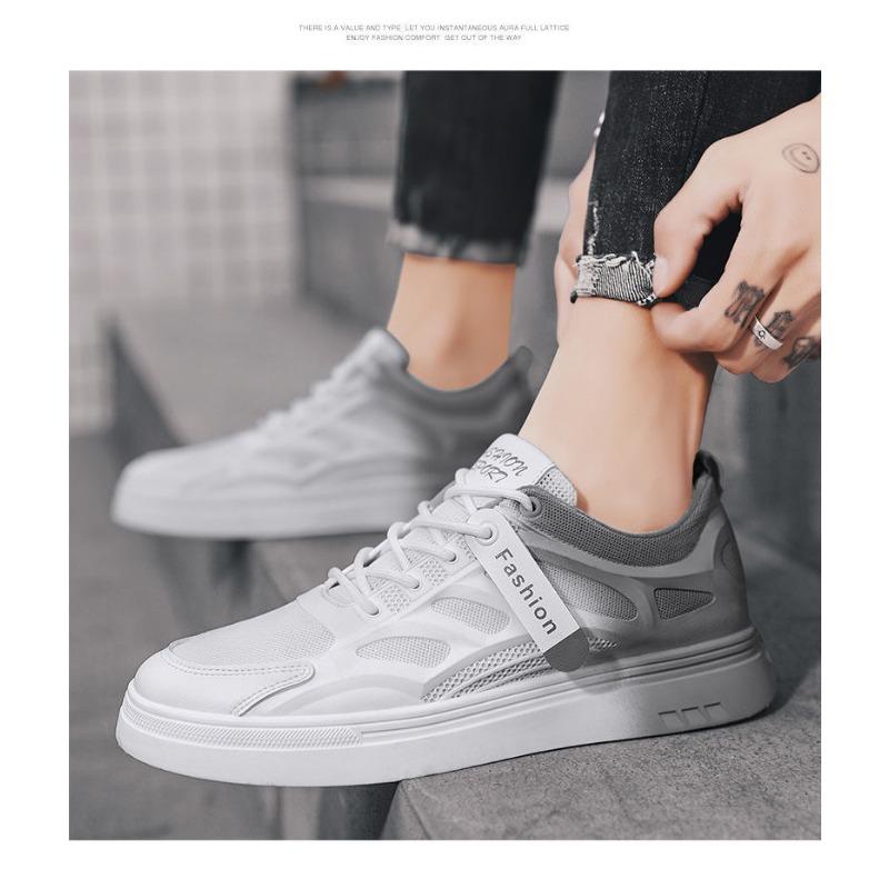 2024 Fashion Men Sneakers Spring Men Sneakers Men Vulcanize Shoes White All-match Shoes Male Flats Lace-up Platform Tennis Shoes