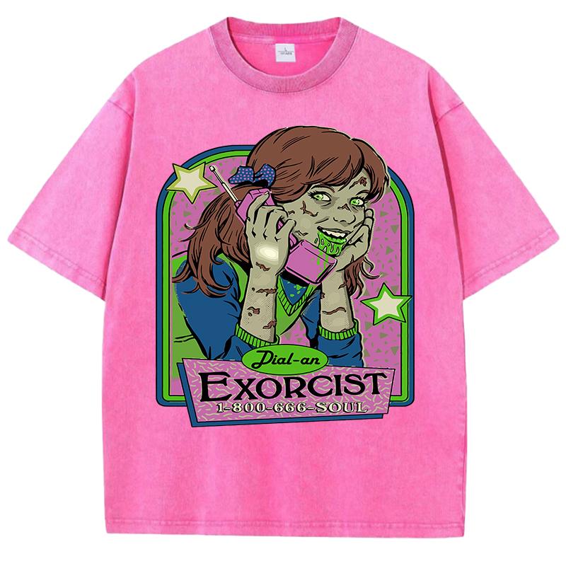 The Zombie Girl Is Making A Phone Call Printing  Washed Men T Shirt Soft Cotton Short Sleeve Summer Clothes Trendy Cotton Top