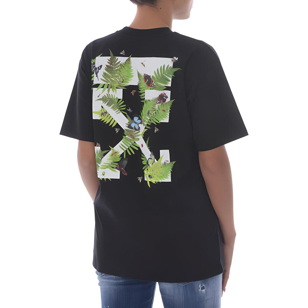 T-shirty OFF WHITE Męskie Czarny Okrągły Dekolt Umiarkowany OWAA029R187700081040
