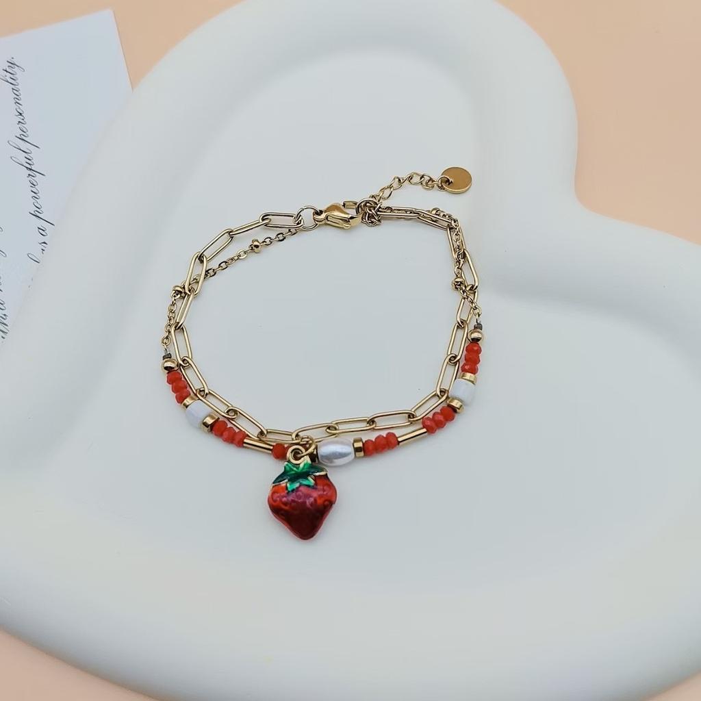 Fashion Fruit Shaped Bracelet Summer Dopamine Versatile Creative Stainless Steel Jewelry For Women