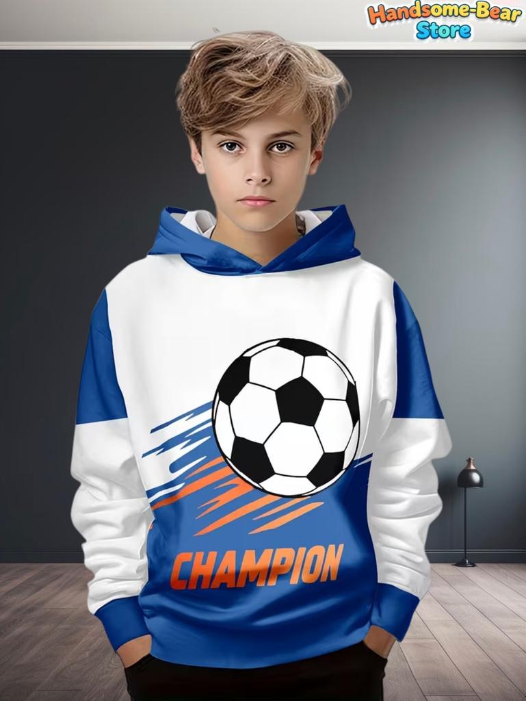 Kids Clothes Boys Hoodies Long Sleeve 3D Football Print Children Spring Fall Clothes Casual Outdoor Active Boys Clothing Tops