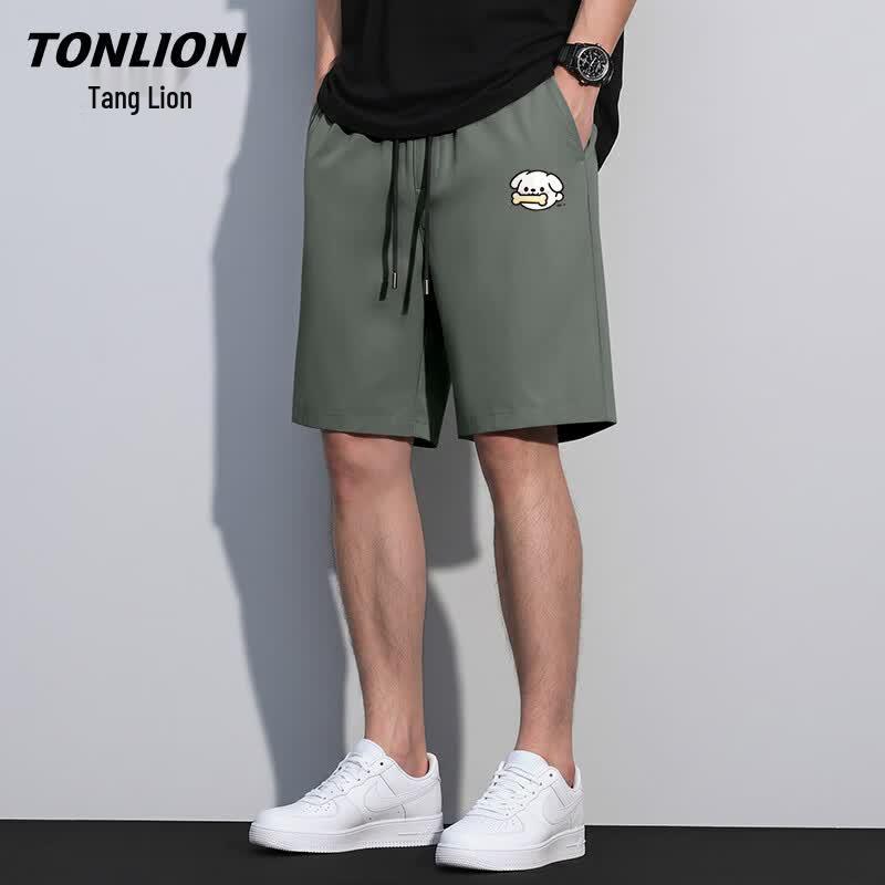 TonLion Men s Ice Silk Quick-Dry Cartoon Print Athletic Shorts L