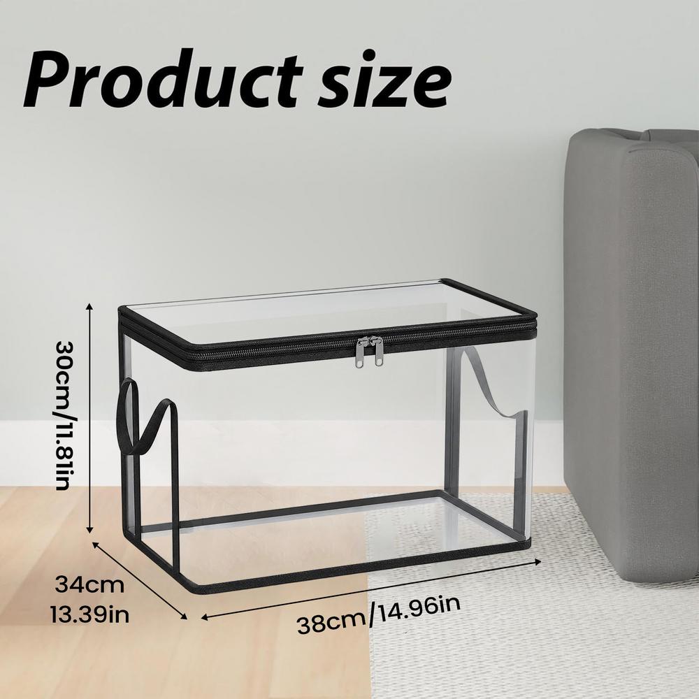 Transparent Thick Plastic Storage Box Clear Stackable Large Capacity Book Storage Containers Organization Bins Dustproof чёрный