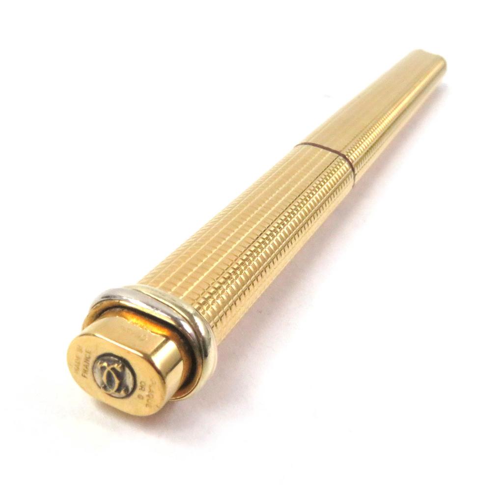 Cartier Ballpoint pen Block Check Trinity Cap Style gold mens Used