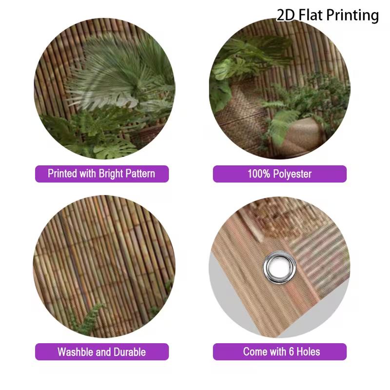 Stendardo Decorativo per Patio con Sfondo 2D di Bambù e Verde