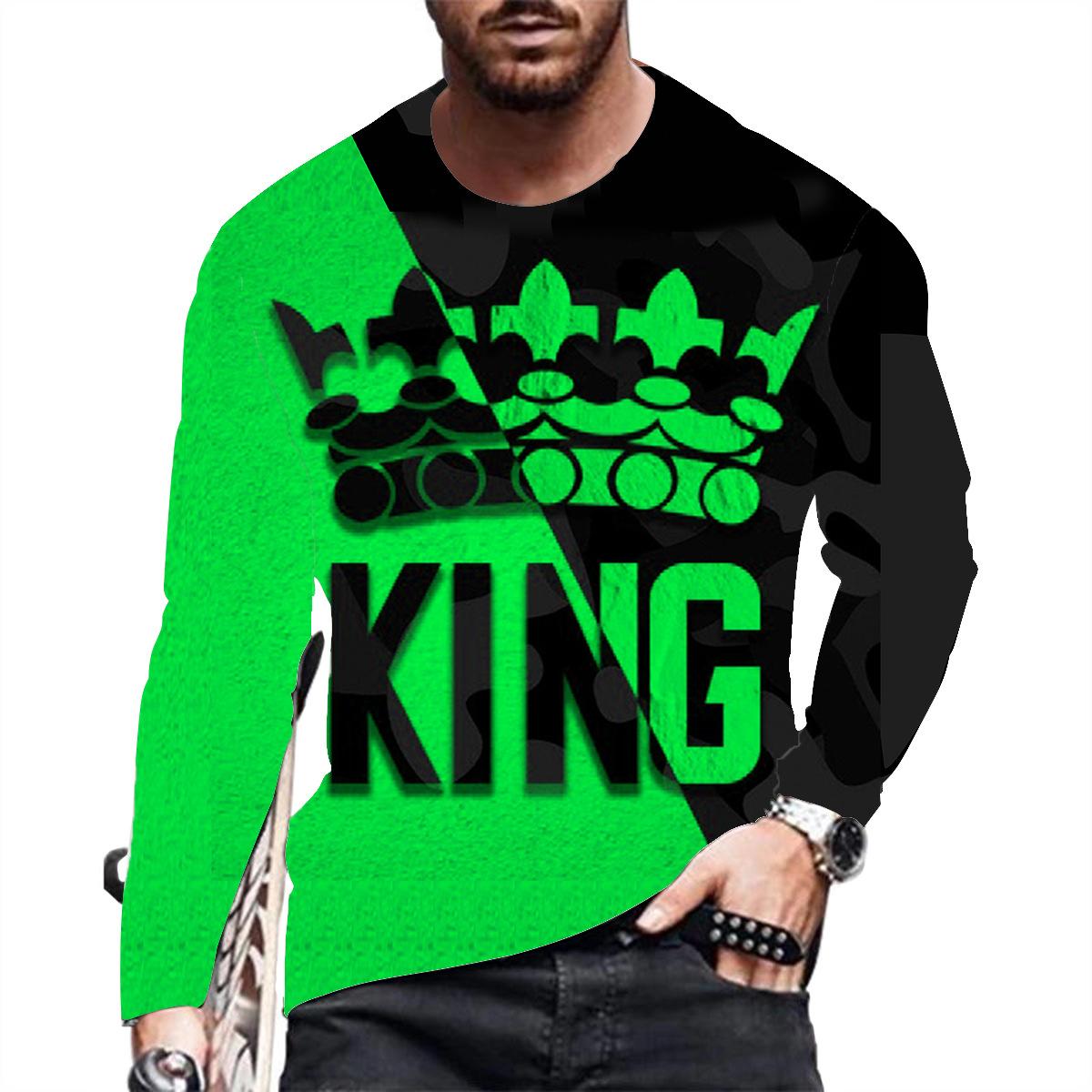 

Men S T-Shirt 3D Digital Printing Versatile Trend Long-Sleeved Crew Neck T-Shirt Source Manufacturer 5XL зелёный