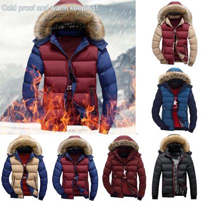 Mens Padded Fur Hooded Coat Winter Warm Thick Puffer Quilted Jacket Parka