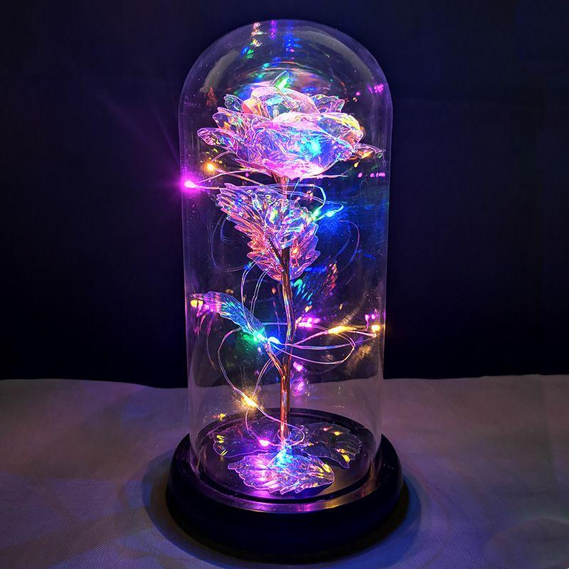 Stunning Eternal Flower In Glass Dome With Led Lights Unique Home Decor