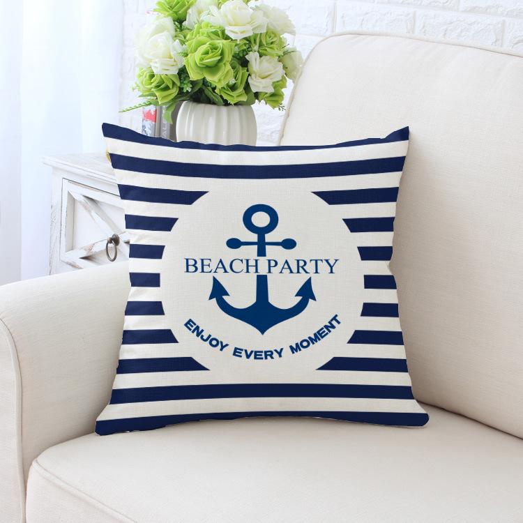 Home Decor Nautical Themed Pillow Covers with Sea Symbols Pattern Cushion Cover Suitable for Sofa Bedroom Car Pillow Cover