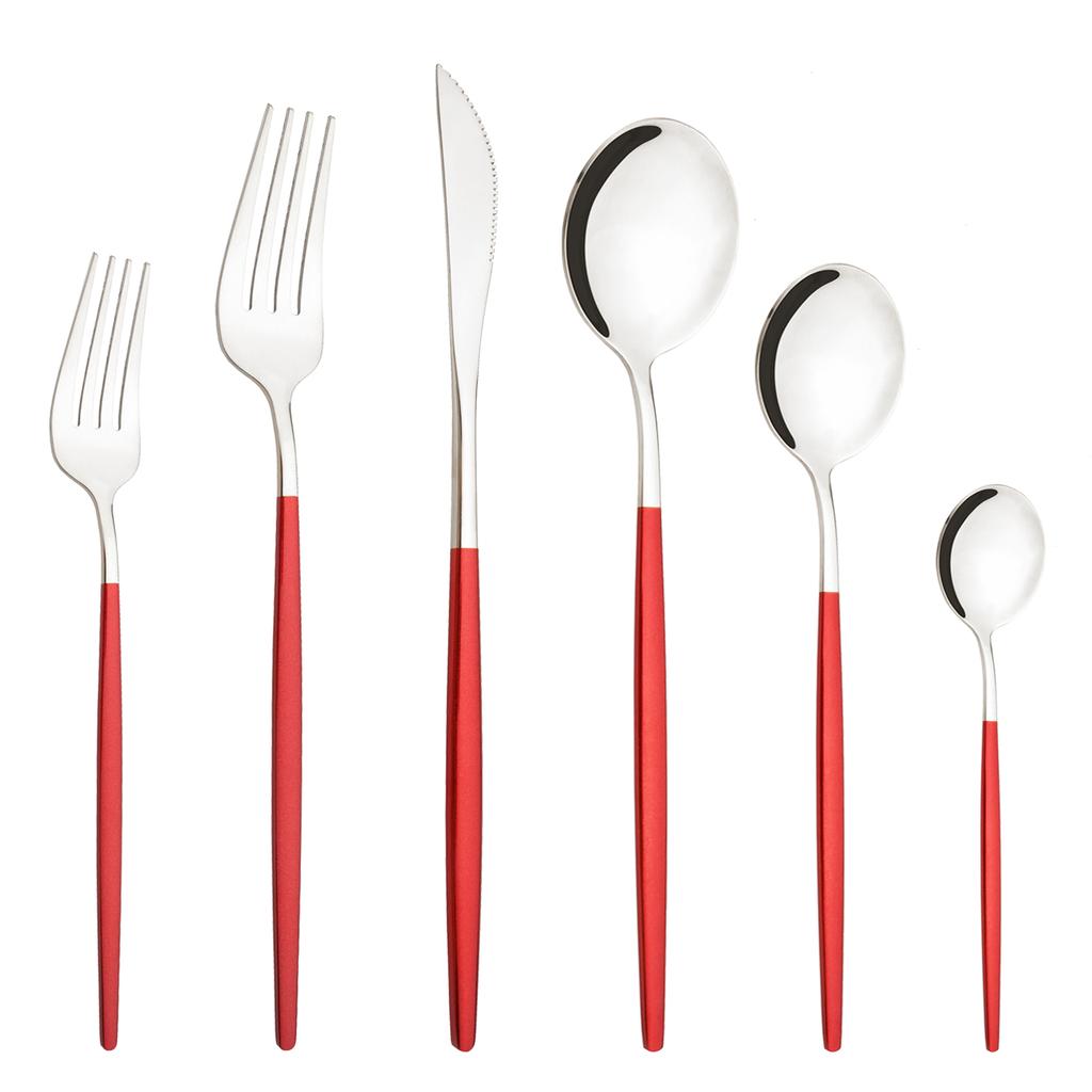 6 Stücke Western Purple Geschirr Besteck Set Besteck Set Edelstahl Besteck Messer Dessert Gabel Teelöffel Geschirr Set