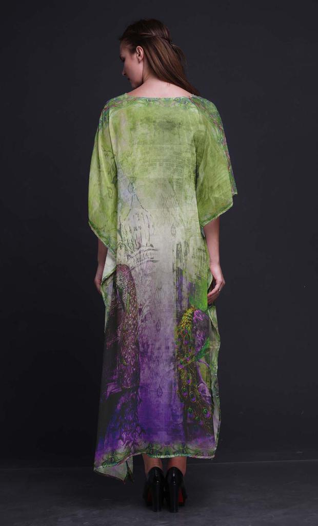 Phagun Peacock Mughal Womens Long Beach Kaftan Beachwear Bikini Coverup Maxi