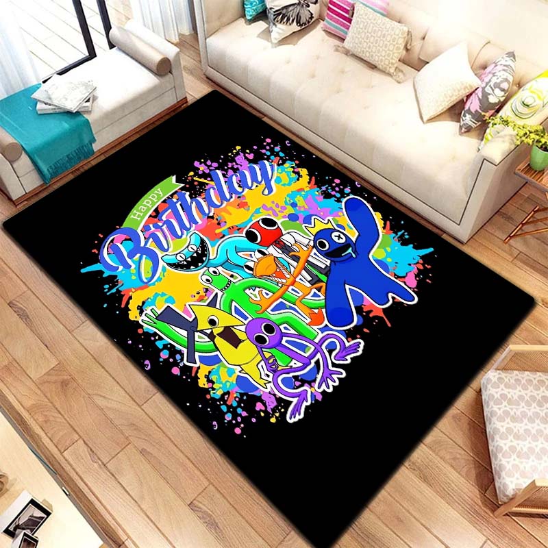 R Rainbows Friends Spielcharakter Druck Teppich rutschfest weich Boden Teppich Spielzimmer Schlafzimmer Geschenk Innen Wohnkultur