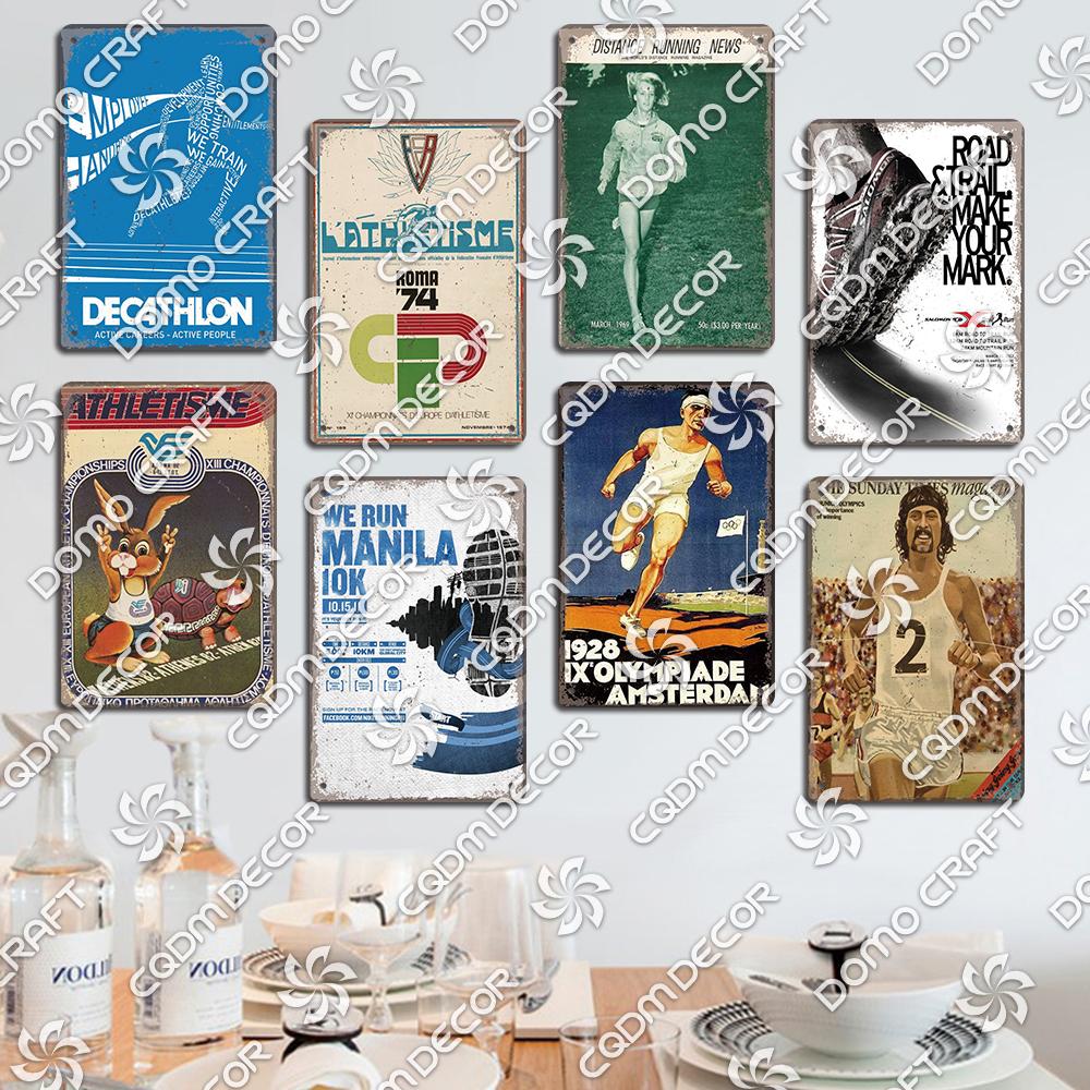Run Race Poster Metal Plate Runner Run With Your Heart Running Shoes Metal Tin Signs Retro Wall Decor Club Gym Living Room Home