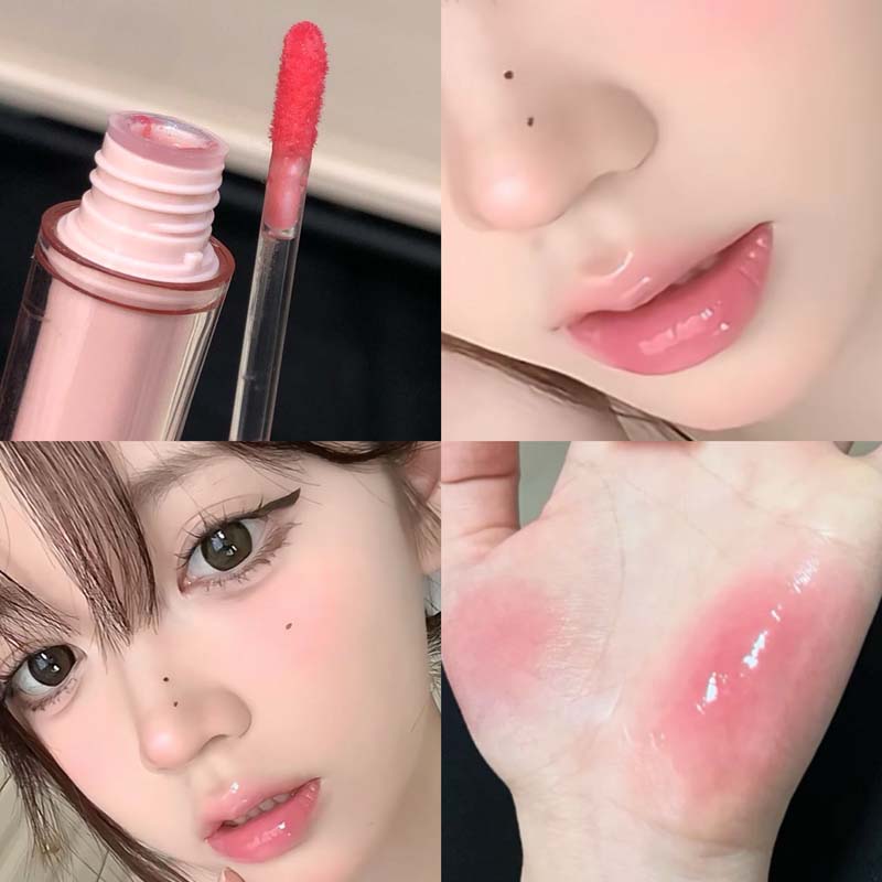 Rosa Speil Krystall Lipgloss Sminke Vann Glass Lipglans Plumping Vanntett Gelé Leppetint Leppestift Fuktighetsgivende Skjønnhet Lepper