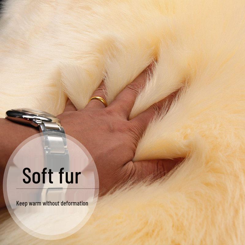Winter Plush Imitation Wool Car Seat Cushion Set: Non-Slip, Thickened, No Backrest, 3-Piece.