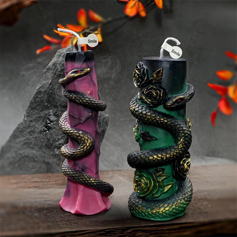 Kerzenständer Silikonform in Schlangenform DIY Schlange gewundenes Relief Schlangenei Rosensäulen-Designs Kerzen Gips Heimdeko