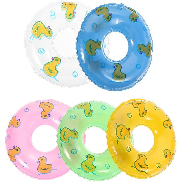 

Gadpiparty 5Pcs Mini Swim Rings for Dollhouse - Inflatable Pool Float for Kids Dolls - Baby Pool Toys