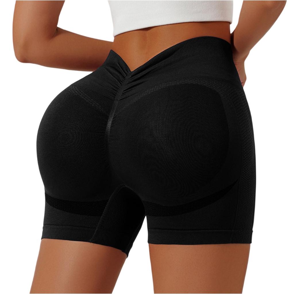 Women's Fashionable Seamless Sports Yoga Shorts, Hip Lifting Sports Pants, Abdominal Compression Fitness Pants, Three Piece Pants