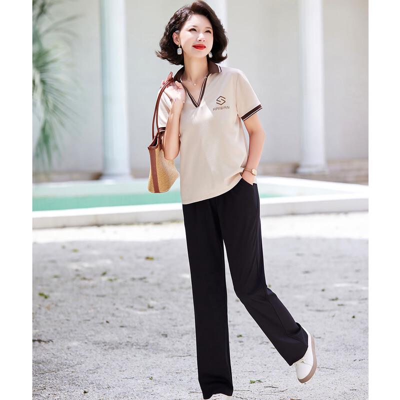 

Женский летний повседневный набор поло и брюк L