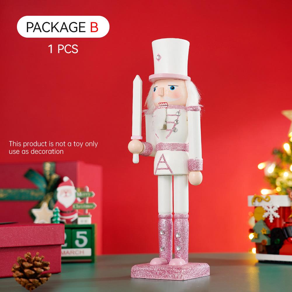

30 см деревянная фигурка солдата-щелкунчика, кукла-марионетка, розовый блестящий солдат, игрушка-игрушка, украшение ручной работы, рождественское украшение для дома и офиса